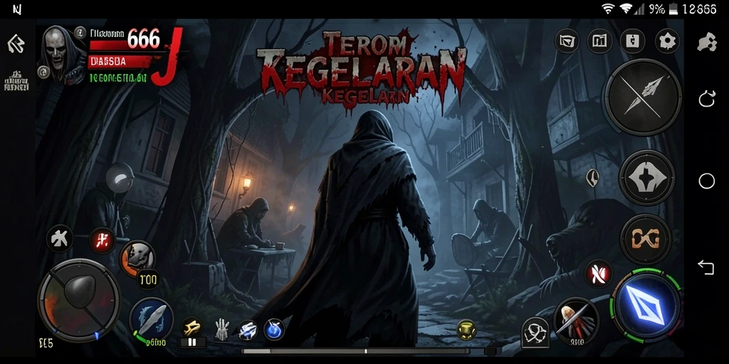 Screenshot gameplay 666J menampilkan suasana mencekam dan atmosfer horror.