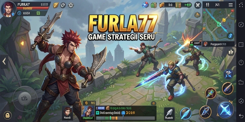 Screenshot gameplay FURLA77 yang menunjukkan aksi strategi dan pertempuran.