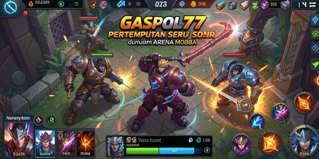 Tampilan gameplay seru dari GASPOL77 dalam arena MOBA.