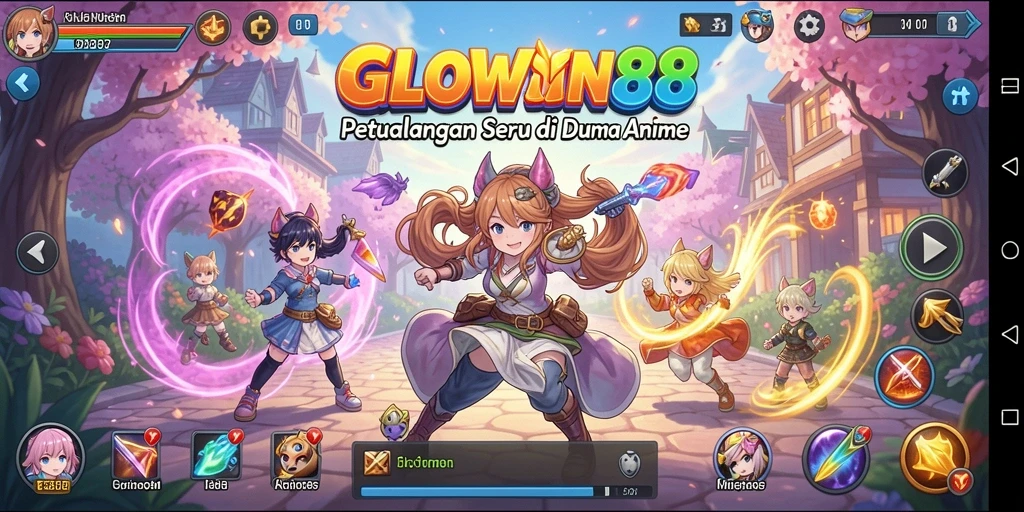 Tampilan luar biasa dari gameplay GLOWIN88 dengan karakter anime yang ikonik.