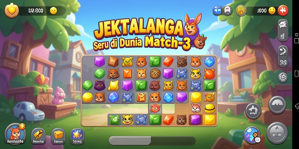 Tampilan gameplay menarik JKT8 dengan objek warna-warni.