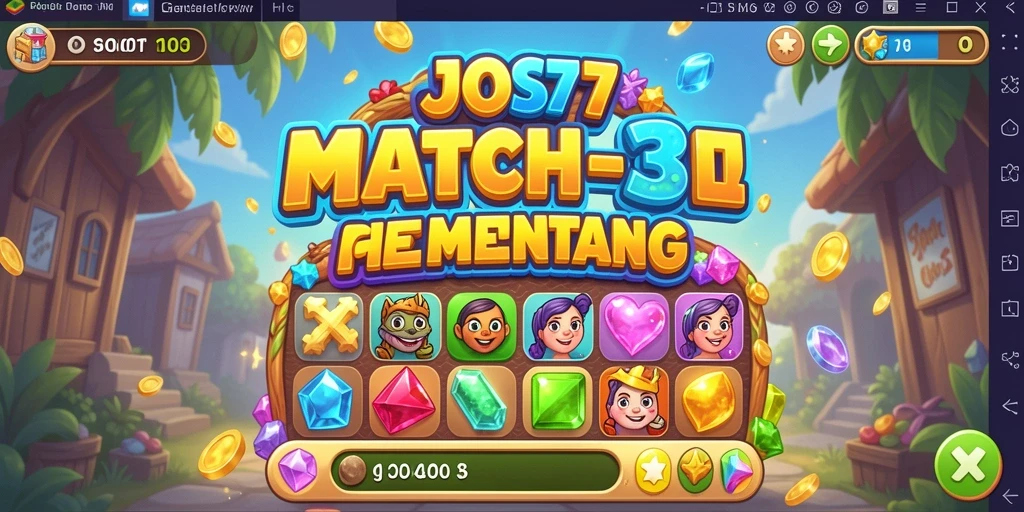 Screenshot utama JOS77 menampilkan gameplay Match-3 yang menawan.