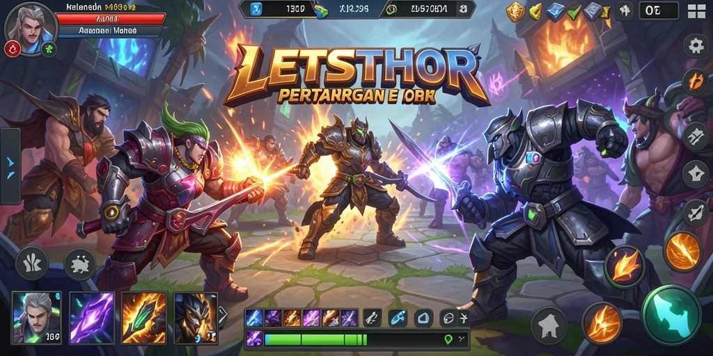 Gameplay menarik LETSTHOR dengan pertarungan hero MOBA.