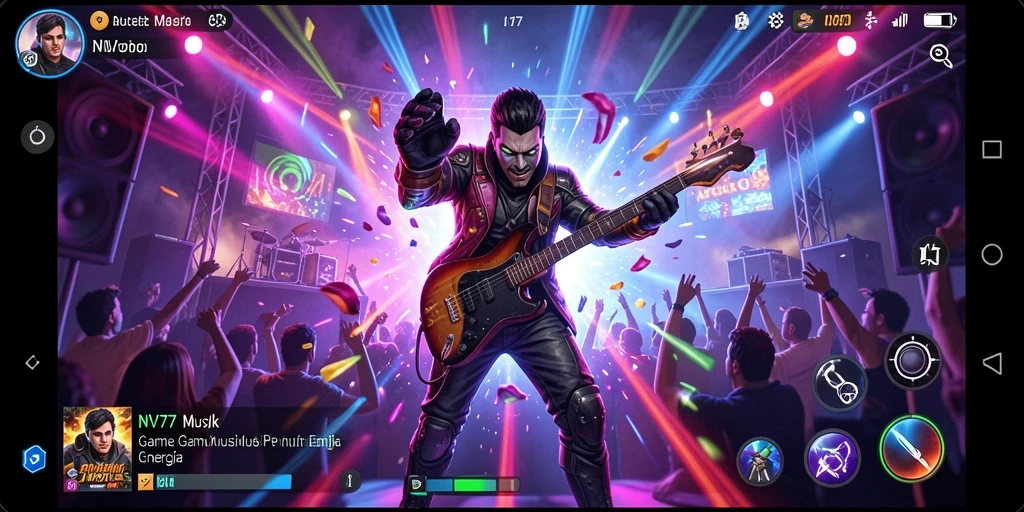 Screenshot gameplay NV77 menampilkan pemain menikmati permainan musik.