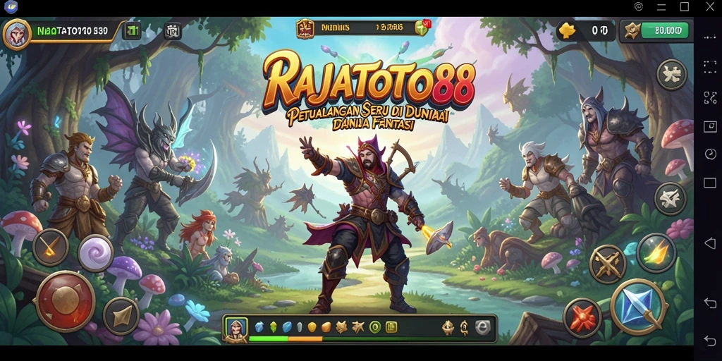 Screenshot gameplay RAJATOTO88 menampilkan aksi petualangan seru di dunia fantasi.