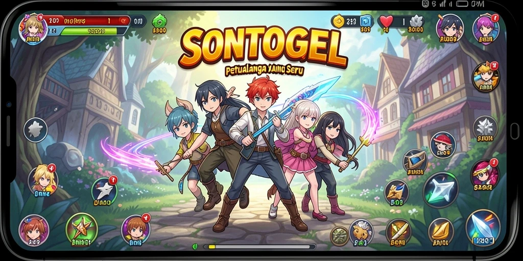 Screenshot utama SONTOGEL menampilkan aksi seru dalam permainan Anime.