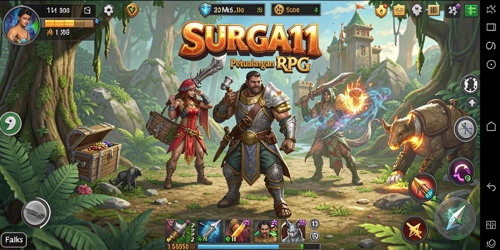 Tangkapan layar gameplay SURGA11 dengan aksi pertarungan yang seru.