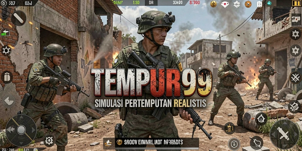 Tampilan gameplay <strong>TEMPUR99</strong> dengan aksi pertempuran yang mendebarkan.