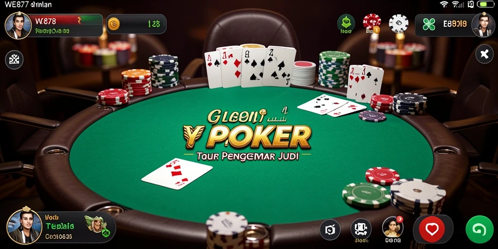 Screenshot gameplay WE878 yang menampilkan suasana meja Poker yang seru.